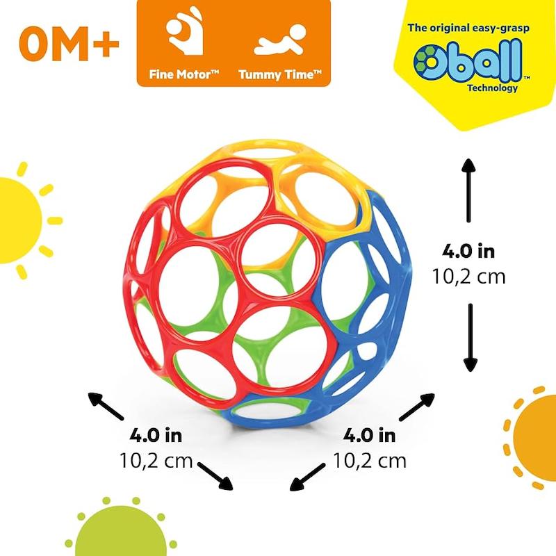 توپ بازی آموزشی ارگونومیک اوکلاسیک (Bright Starts Oball Classic Easy Grasp Toy - Red/Yellow)