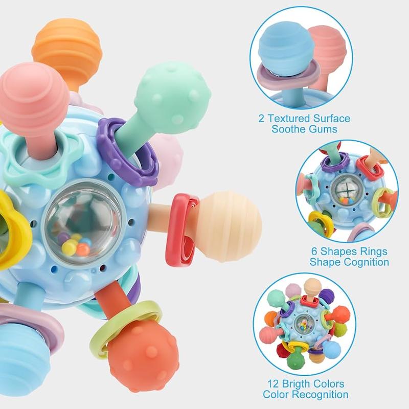 توپ حس‌گری و دندان‌گیر چندبافتی توهی‌بی (TOHIBEE Baby Montessori Sensory & Teething Ball)