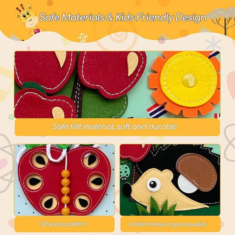 کتاب نمدی آموزشی طرح زرافه (CENXI Montessori Giraffe Felt Quiet Book)