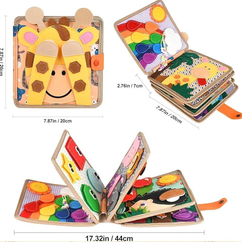 کتاب نمدی آموزشی طرح زرافه (CENXI Montessori Giraffe Felt Quiet Book)
