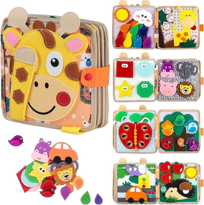 کتاب نمدی آموزشی طرح زرافه (CENXI Montessori Giraffe Felt Quiet Book)