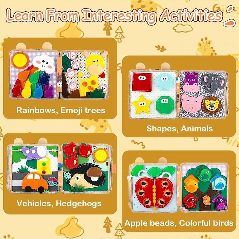 کتاب نمدی آموزشی طرح زرافه (CENXI Montessori Giraffe Felt Quiet Book)