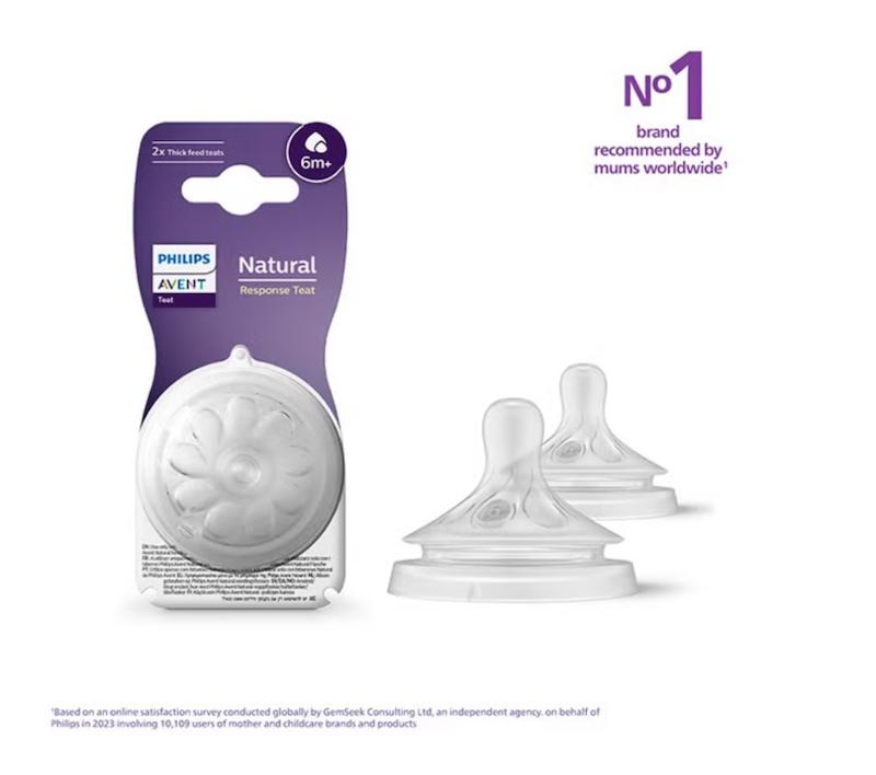 سرپستانک فیلیپس اونت نچرال ریسپانس جریان شماره ۶ - بسته ۲ عددی (Avent Natural Response Nipple Flow 6 Thick Feed - 6M+)