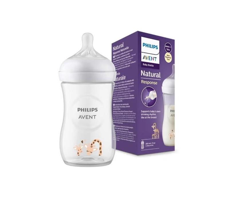 شیشه‌شیر نچرال ریسپانس ۲۶۰ میلی‌لیتر طرح زرافه فیلیپس اونت (Philips Avent Natural Response 260ml - Giraffe Design - 1m+)