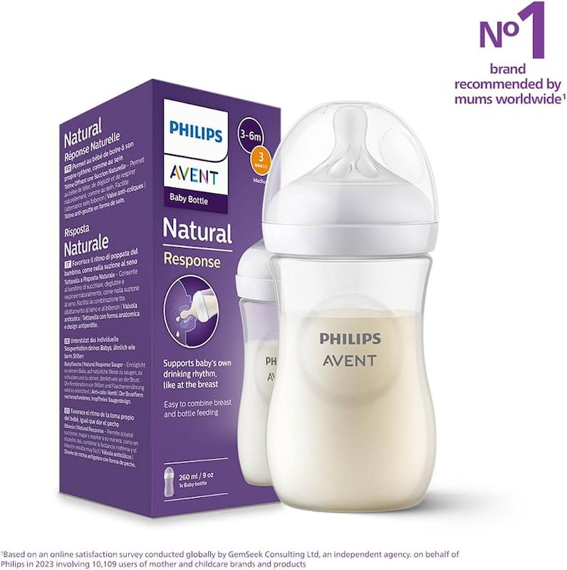 شیشه‌شیر نچرال ۳.۰ فیلیپس اونت ۲۶۰ میلی‌لیتر (Philips Avent Natural 3.0 Feeding Bottle 260ml)