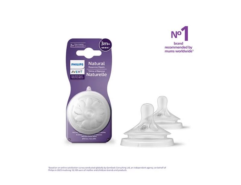 سرپستانک فیلیپس اونت نچرال ریسپانس جریان شماره ۴ - بسته ۲ عددی (Avent Natural Response Nipple Flow 4 - 3M+)