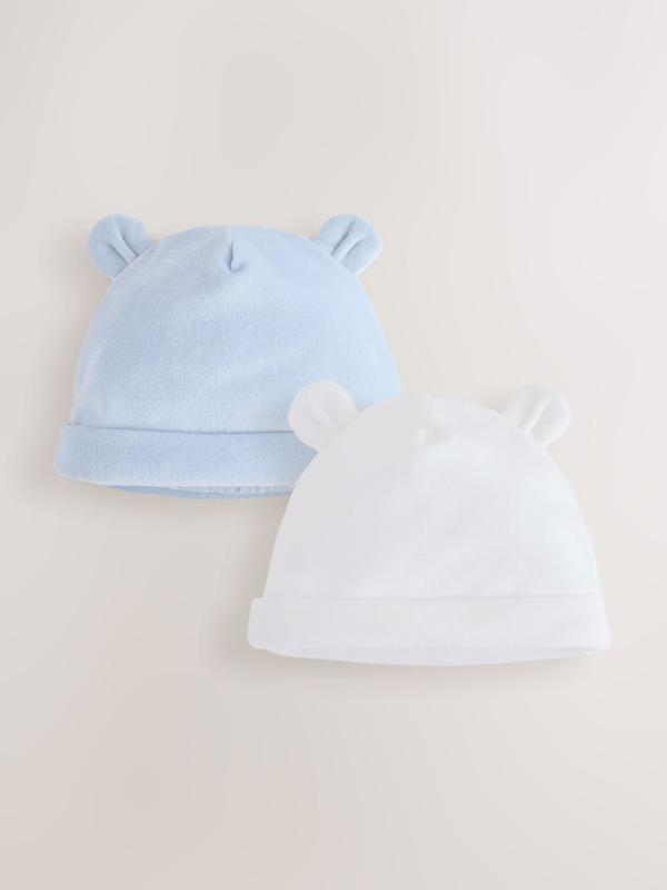 ست کلاه نوزادی ۲ عددی گوش‌دار آبی و سفید | Next baby beanies 