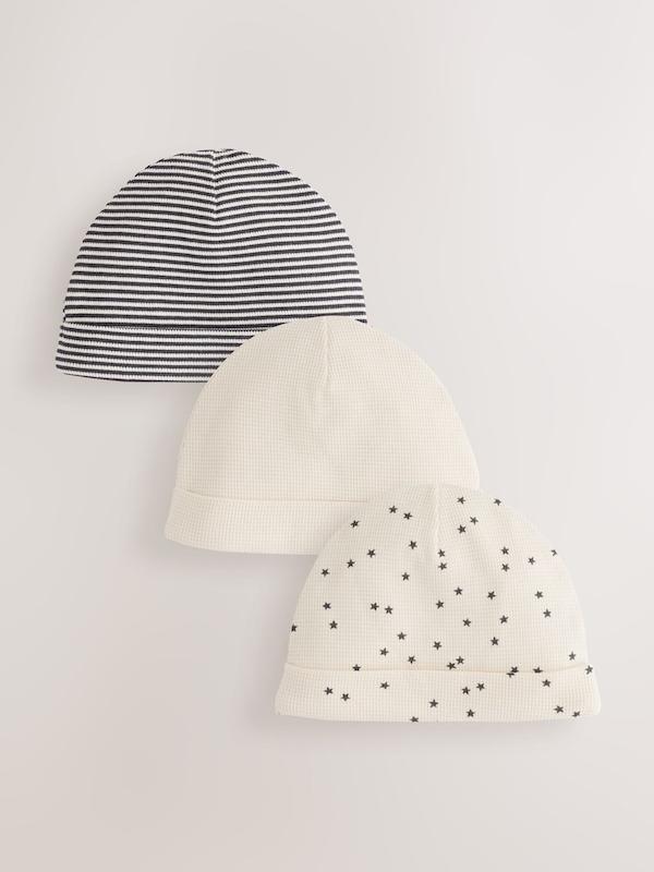ست کلاه نوزادی ۳ عددی بافت وافل تک‌رنگ |  Next baby beanies