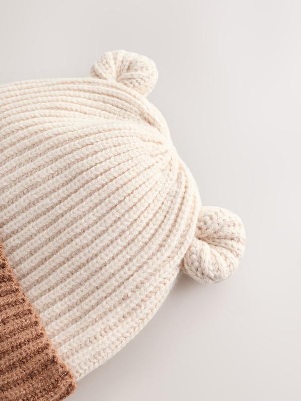 کلاه نوزادی بافت کبریتی طرح صورت خرس |  Next Baby beanies