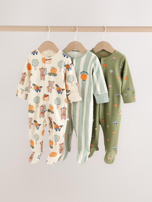 ست سرهمی نوزادی ۳ عددی طرح کدو تنبل |  Next sleepsuits 