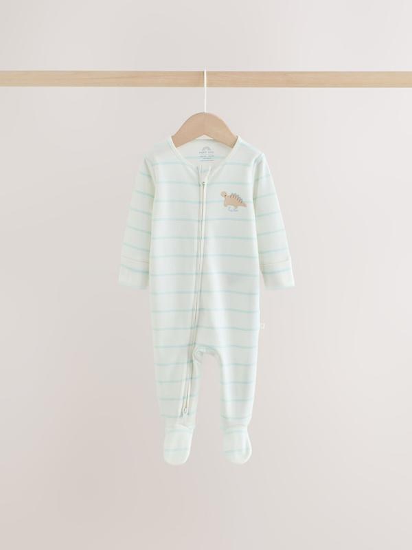 ست سرهمی نوزادی ۳ عددی زیپ‌دار طرح دایناسور | Next sleepsuits