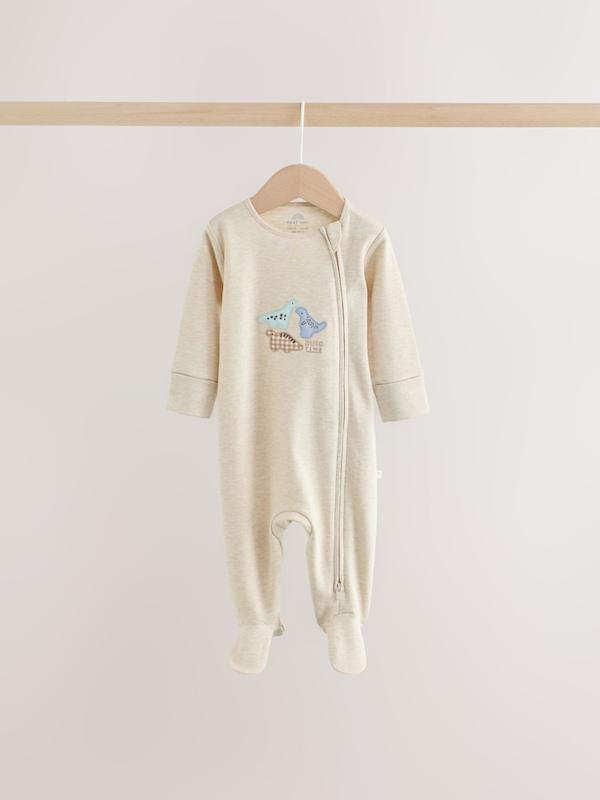 ست سرهمی نوزادی ۳ عددی زیپ‌دار طرح دایناسور | Next sleepsuits