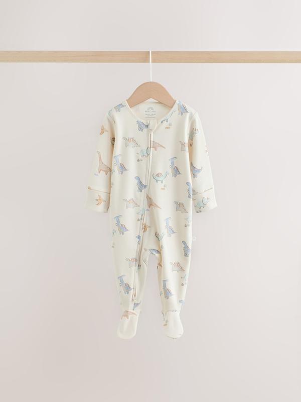 ست سرهمی نوزادی ۳ عددی زیپ‌دار طرح دایناسور | Next sleepsuits