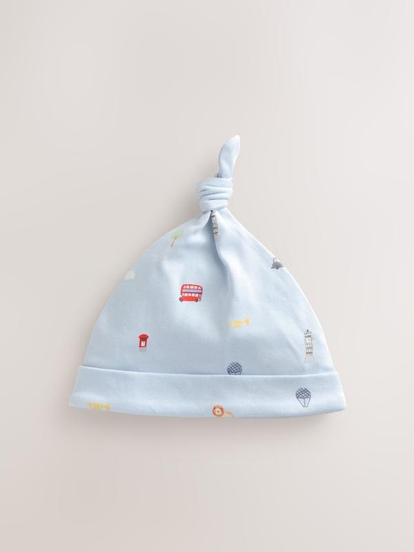 ست کلاه نوزادی ۳ عددی گره‌دار طرح لندن آبی | Next baby beanies