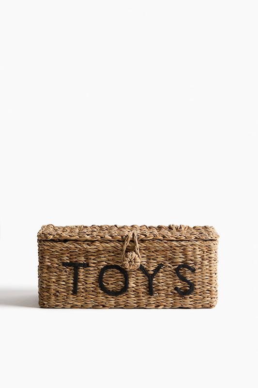صندوقچه حصیری دردار سازمان‌دهی اسباب‌بازی اچ اند ام (H&M Lidded Toy Box - Beige)