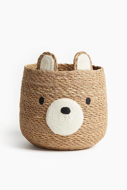 سبد حصیری کنفی طرح خرس اچ اند ام (H&M Bear-Shaped Jute Storage Basket)