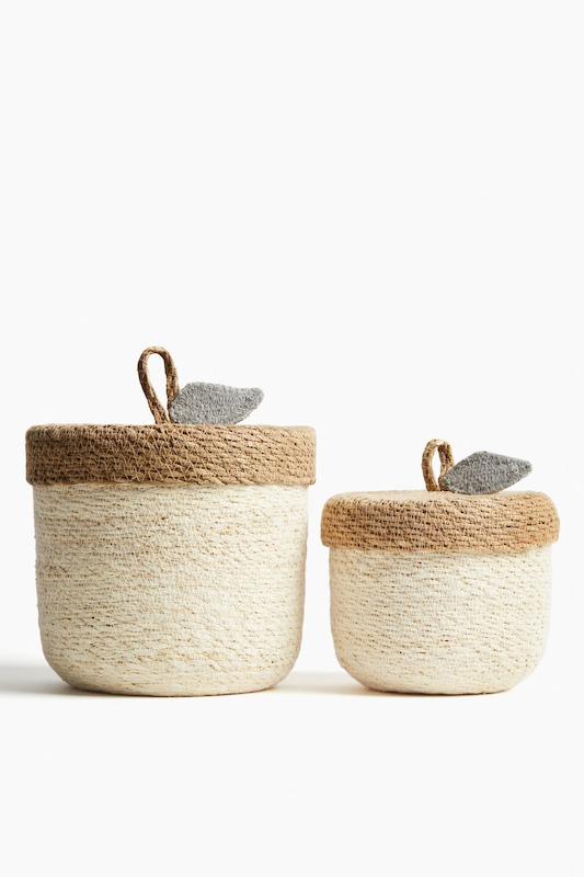 باکس دردار حصیری طرح بلوط/میوه اچ اند ام (H&M  Storage Box)