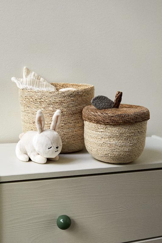 باکس دردار حصیری طرح بلوط/میوه اچ اند ام (H&M  Storage Box)