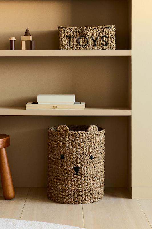 سبد حصیری بافته‌شده طرح خرس اچ اند ام (H&M Braided Storage Basket)