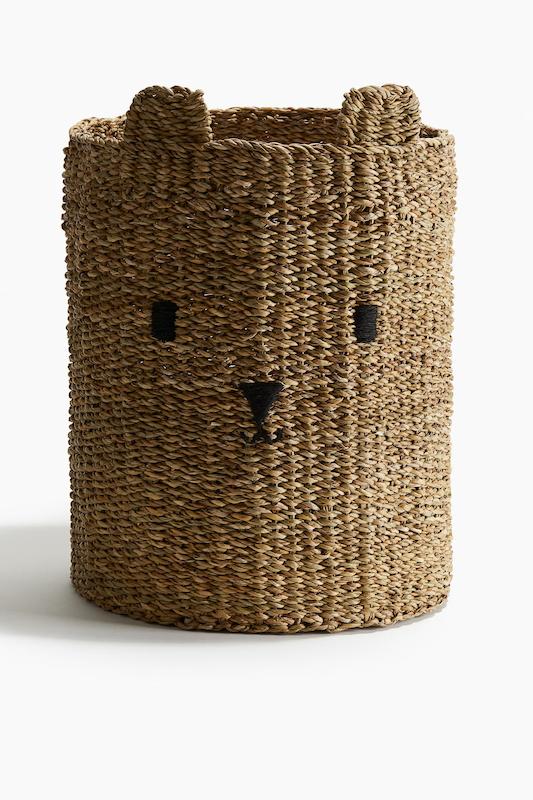سبد حصیری بافته‌شده طرح خرس اچ اند ام (H&M Braided Storage Basket)