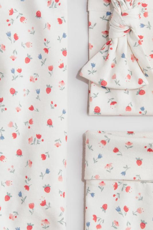 ست ۳ تکه پنبه‌ای طرح گل‌دار اچ اند ام (H&M 3-Piece Cotton Set - Floral)
