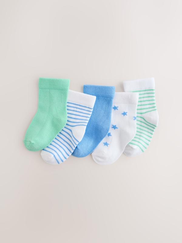 ست جوراب نوزادی ۵ عددی طرح سبز و آبی |  Next baby socks
