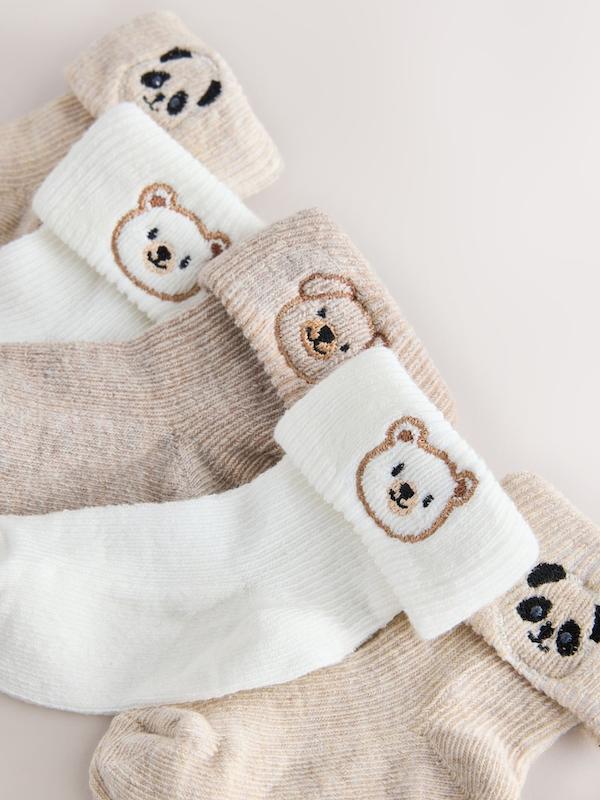 ست جوراب نوزادی ۵ عددی لبه برگردان طرح حیوانات خنثی | Next baby socks