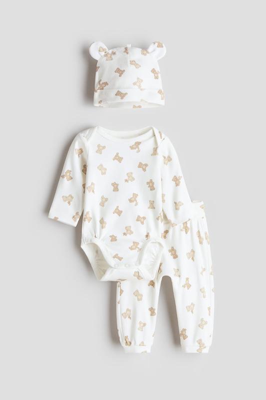 ست ۳ تکه پنبه‌ای طرح تمام‌چاپ خرس تدی اچ اند ام (H&M 3-Piece Cotton Set - Teddy Bear Print)