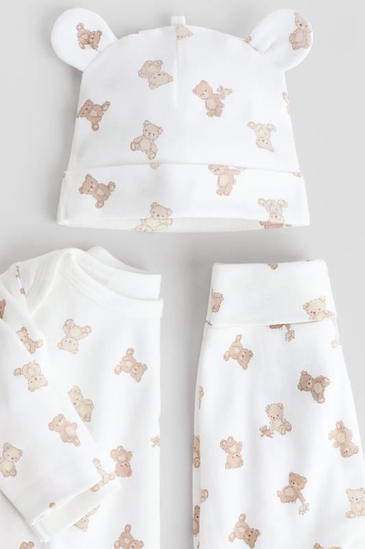 ست ۳ تکه پنبه‌ای طرح تمام‌چاپ خرس تدی اچ اند ام (H&M 3-Piece Cotton Set - Teddy Bear Print)