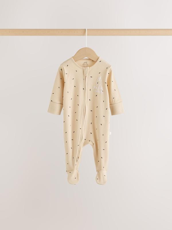 ست سرهمی نوزادی ۳ عددی زیپ‌دار طرح برانچ صورتی | Next sleepsuits