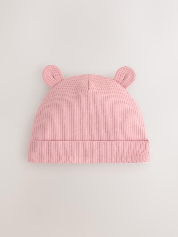 ست کلاه نوزادی ۳ عددی طرح گوش‌دار صورتی | Next baby beanies