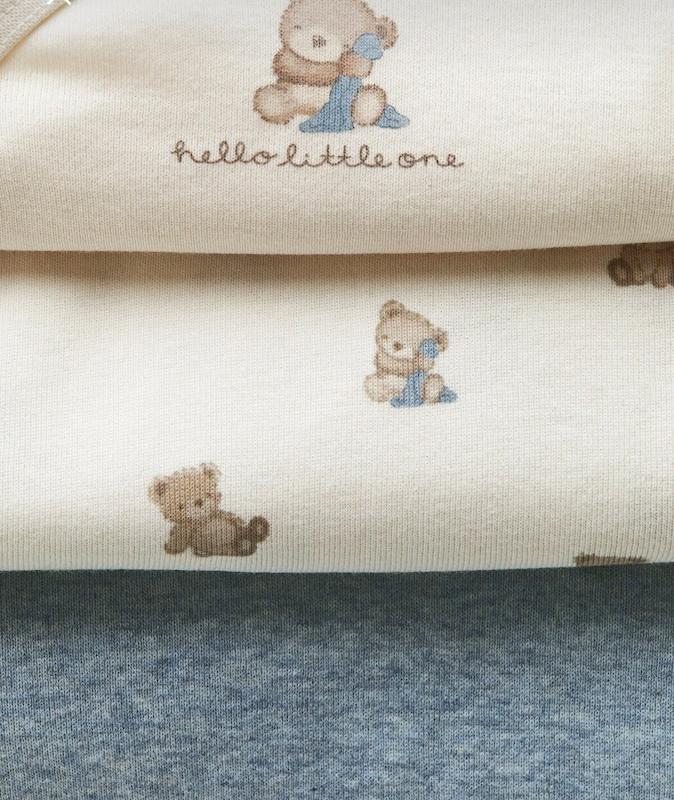 پک ۳ عددی بادی آستین بلند چپ‌وراستی (آنولوپ) اچ اند ام (H&M 3-Pack Wrapover Bodysuits - Neutral Bears)