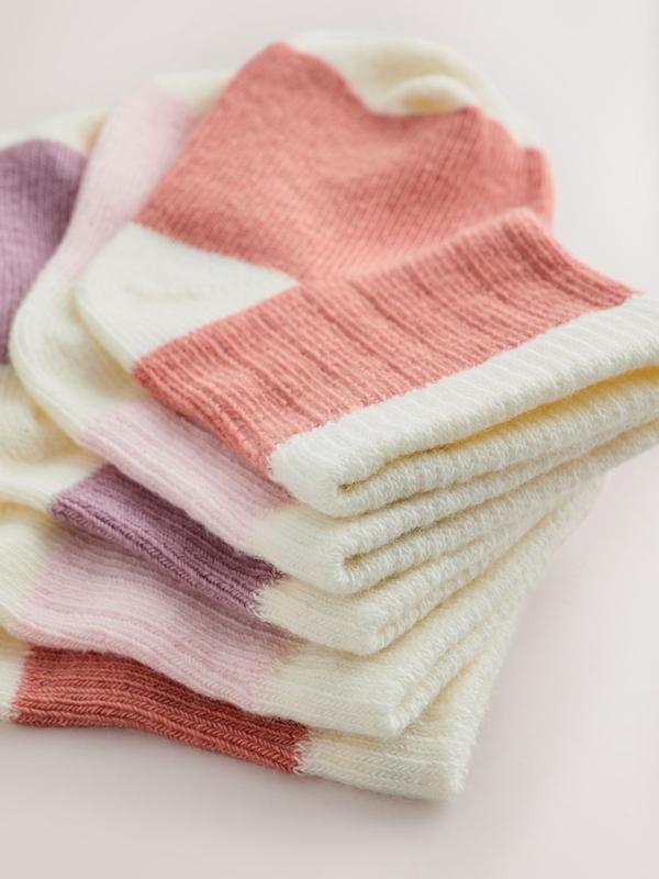 ست جوراب نوزادی ۵ عددی بلوک رنگی صورتی و کرم | Next baby socks