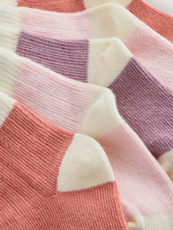ست جوراب نوزادی ۵ عددی بلوک رنگی صورتی و کرم | Next baby socks