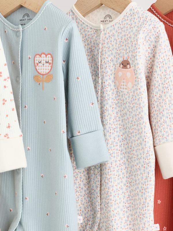 ست سرهمی نوزادی ۴ عددی طرح گل‌دار و فانتزی | Next sleepsuits 