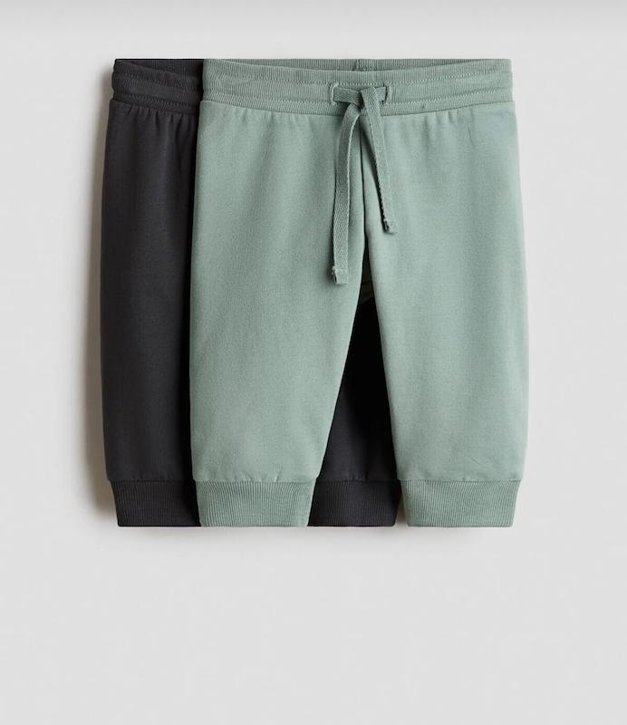 پک ۲ عددی شلوار اسلش (جاگر) نوزادی اچ اند ام (H&M 2'li Jogger Pantolon - Navy & Striped Grey)