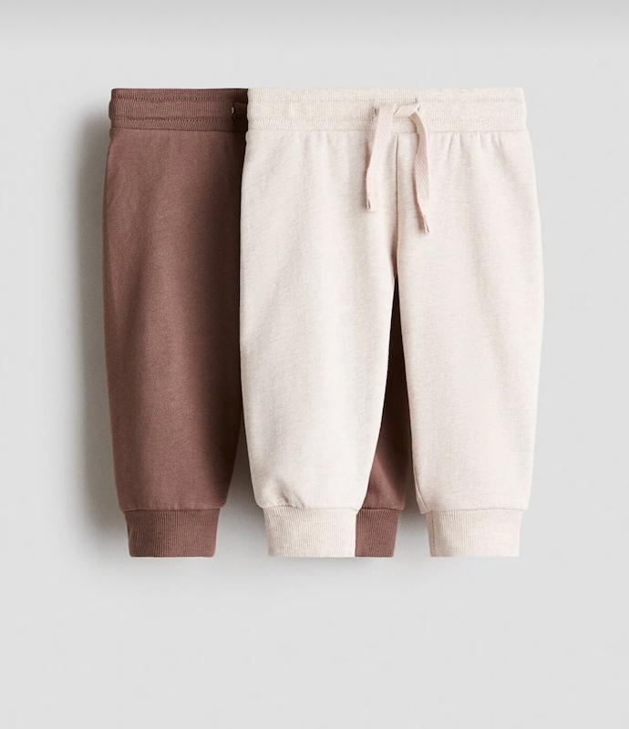 پک ۲ عددی شلوار اسلش (جاگر) نوزادی اچ اند ام (H&M 2'li Jogger Pantolon - Navy & Striped Grey)