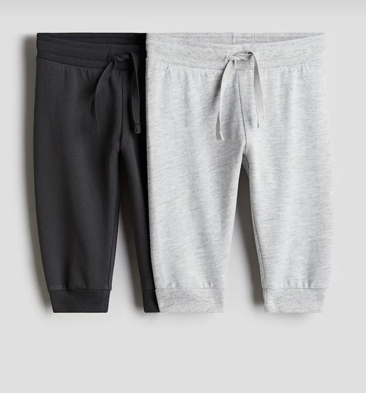 پک ۲ عددی شلوار اسلش (جاگر) نوزادی اچ اند ام (H&M 2'li Jogger Pantolon - Navy & Striped Grey)