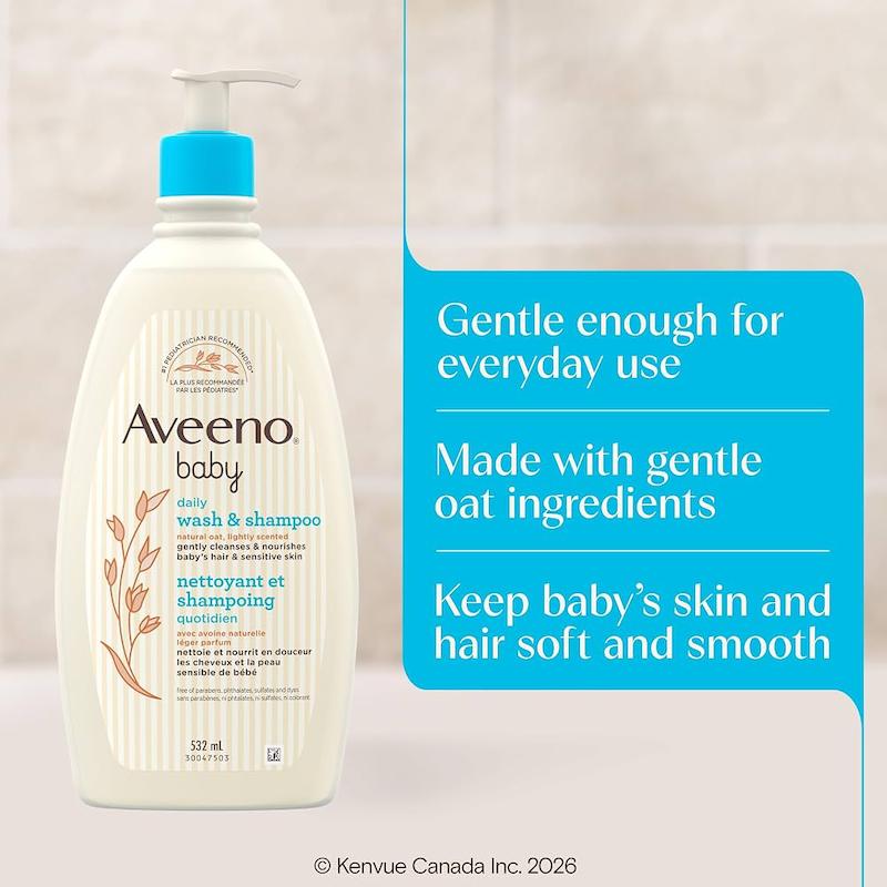 شامپو سر و بدن ملایم نوزاد آوینو (Aveeno Baby Daily Care Gentle Wash & Shampoo - 532ml)