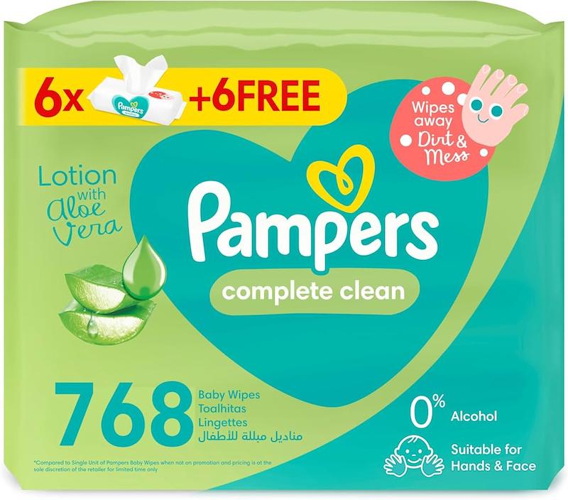 دستمال مرطوب حاوی لوسیون آلوئه‌ورا پامپرز ۶۴ عددی (Pampers Complete Clean Baby Wipes with Aloe Vera - 64 Count)