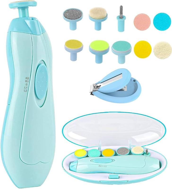 ناخنگیر برقی و سوهان نوزاد ۱۲ در ۱ گنکر (Gnker 12-in-1 Baby Electric Nail Trimmer Kit - Blue)