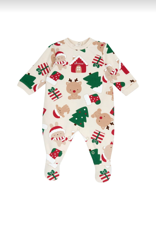 سرهمی نوزادی پشت‌دکمه‌دار طرح کریسمس و زمستانی چیکو | Chicco sleepsuits 
