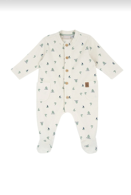 سرهمی نوزادی دکمه‌جلو طرح دریایی و کشتی چیکو | Chicco sleepsuits