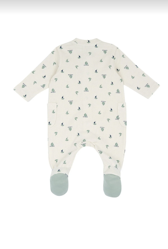 سرهمی نوزادی دکمه‌جلو طرح دریایی و کشتی چیکو | Chicco sleepsuits