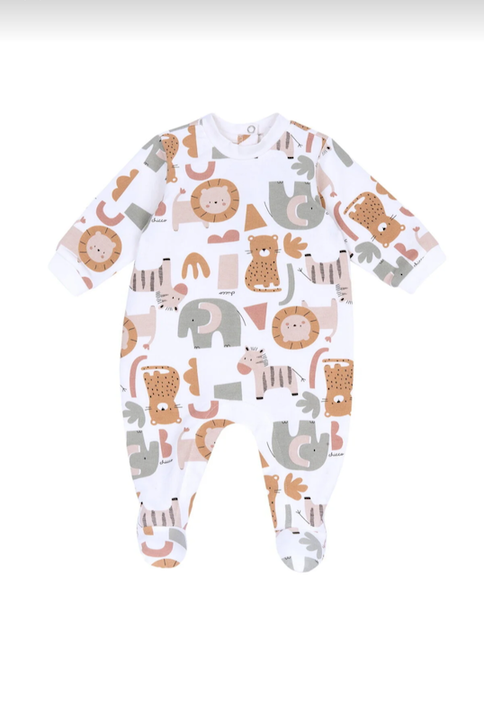 سرهمی نوزادی پشت‌دکمه‌دار طرح حیوانات جنگل چیکو | Chicco sleepsuits