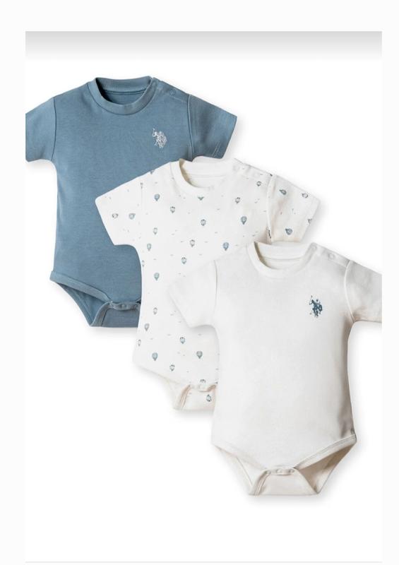 ست بادی آستین‌کوتاه نوزادی ۳ عددی پسرانه یو.اس. پولو اسن|  U.S. Polo Assn. Baby Bodysuit 
