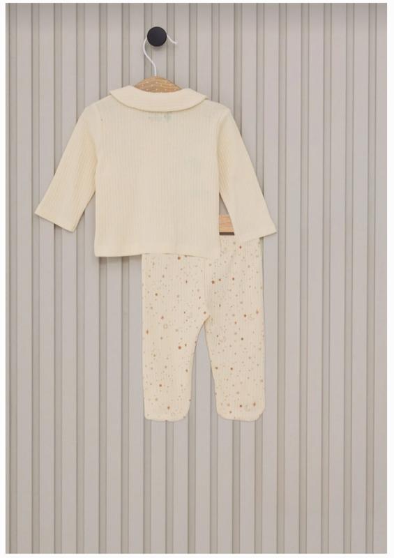 ست ۳ تکه بلوز، شلوار جوراب‌دار و کلاه نوزادی دخترانه کرم یو.اس. پولو اسن | U.S. Polo Assn baby set