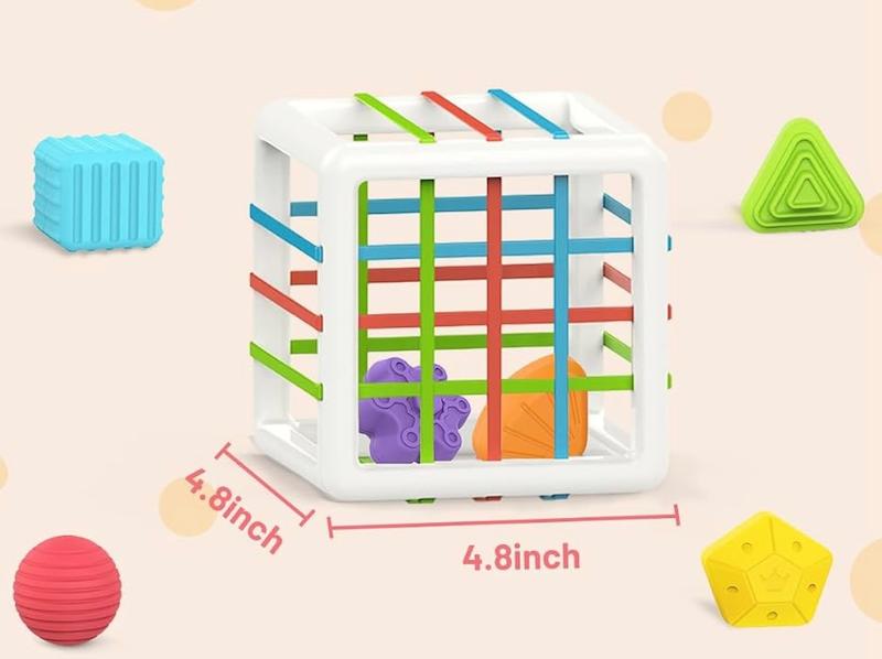 مکعب هوش و جاگذاری اشکال با بندهای کشی (Shape Sorting Cube)