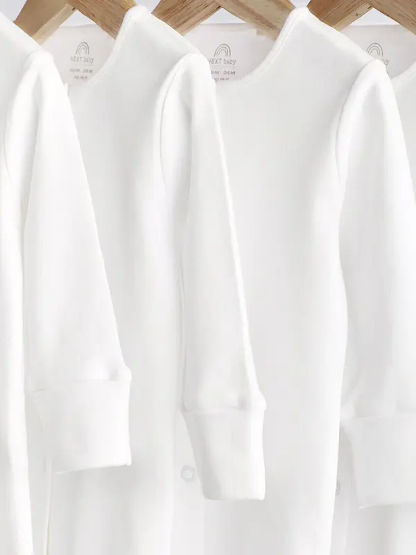 پک ۵ عددی سرهمی نوزادی ۱۰۰٪ پنبه سفید نکست (Sleepsuits)