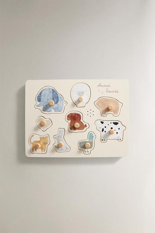 پازل چوبی صدادار حیوانات زارا |  Zara Kids Animal Sounds Wooden Puzzle